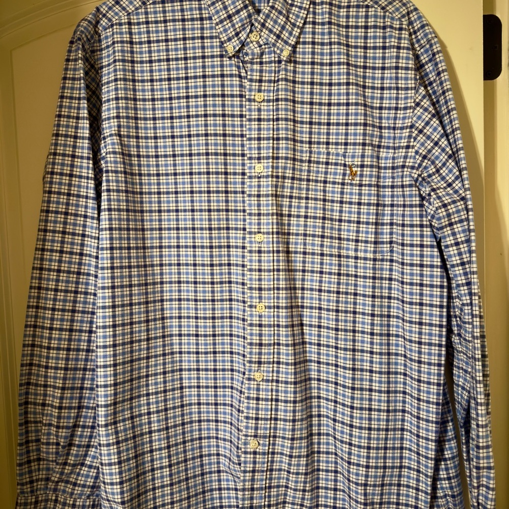 Ralph Lauren Blue and White Plaid Shirt